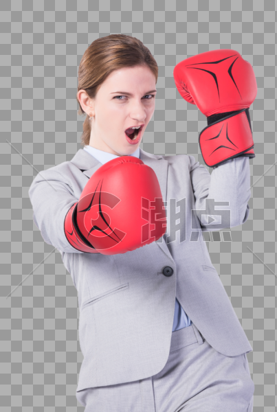 带拳套打拳击的外国女人图片素材免费下载