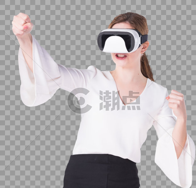 带着VR的外国女性图片素材免费下载