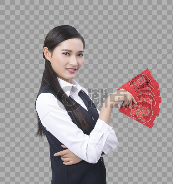 手拿红包的商务女性人像图片素材免费下载