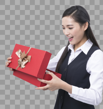 手拿礼物盒的职业女性图片素材免费下载