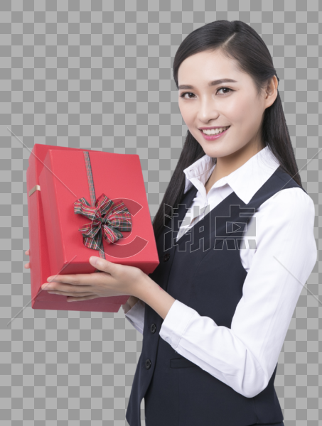 手拿礼物盒的职业女性图片素材免费下载