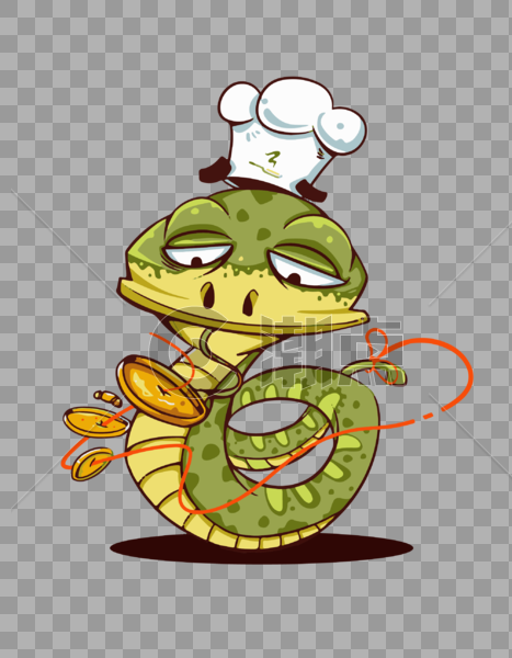 卡通蛇厨师形象图片素材免费下载