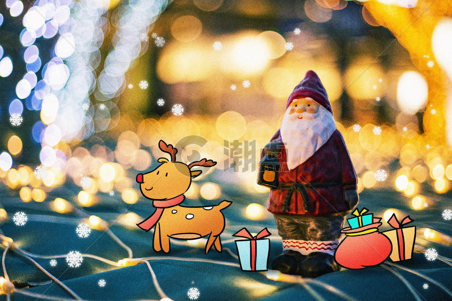圣诞老人与麋鹿图片素材免费下载