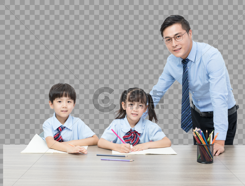 老师和孩子一起学习图片素材免费下载