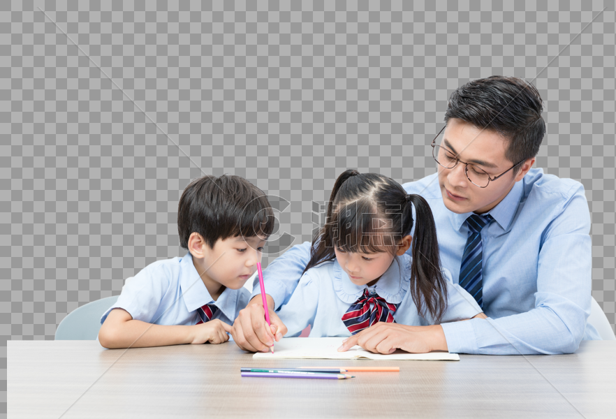 老师和孩子一起学习图片素材免费下载