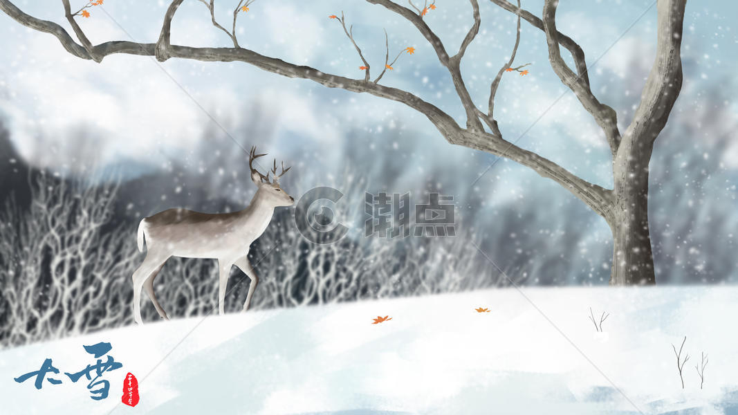 雪地麋鹿图片素材免费下载