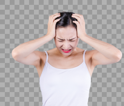 居家女人表现头痛情绪图片素材免费下载
