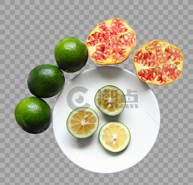 新鲜水果石榴和青柠檬图片素材免费下载