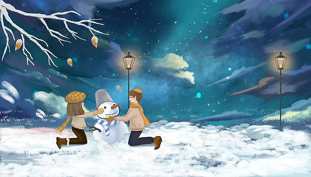 冬季下雪插画图片素材免费下载
