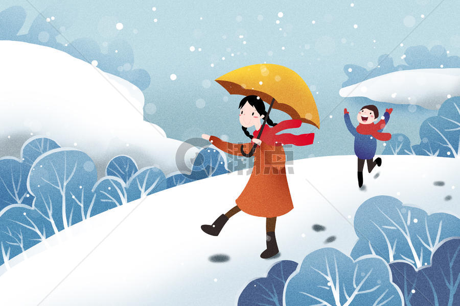 小雪节气插画图片素材免费下载