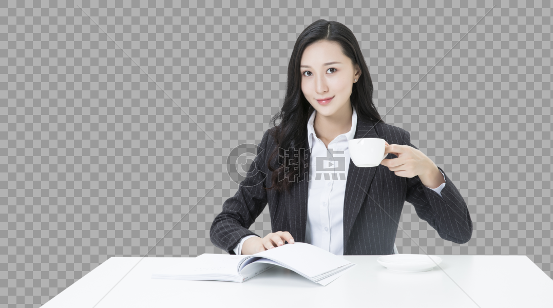 商务女性休闲看书喝咖啡图片素材免费下载