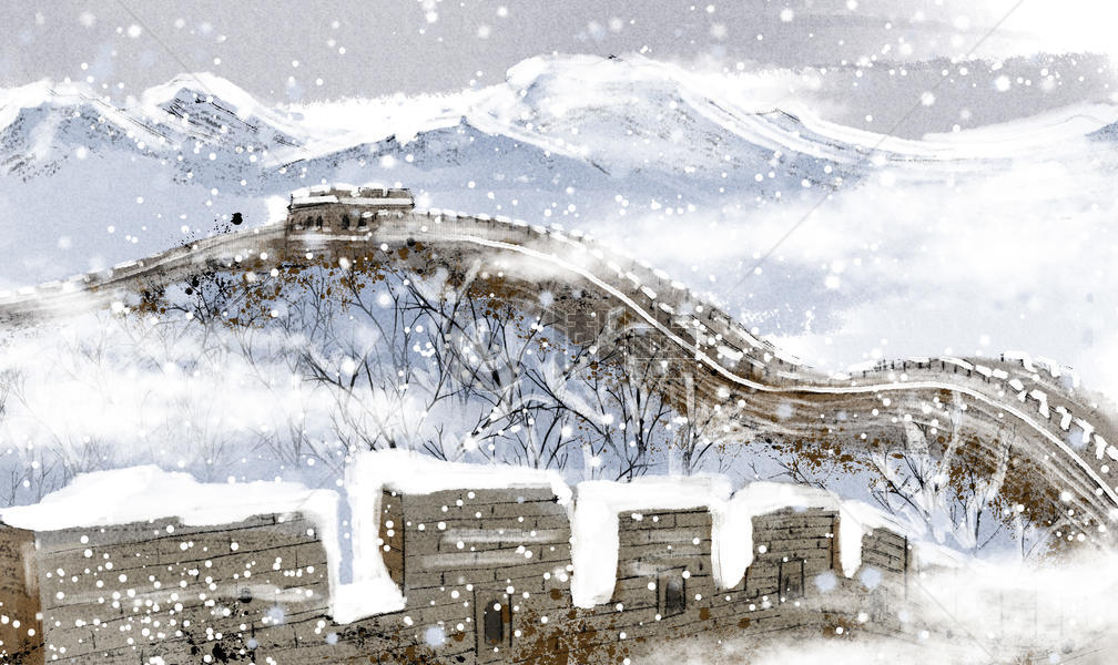 长城雪景图片素材免费下载