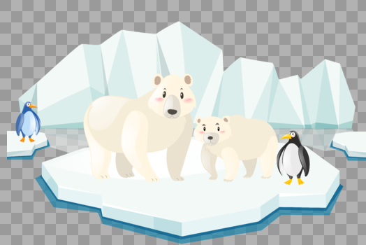 可爱清新北极熊企鹅过冬图片素材免费下载