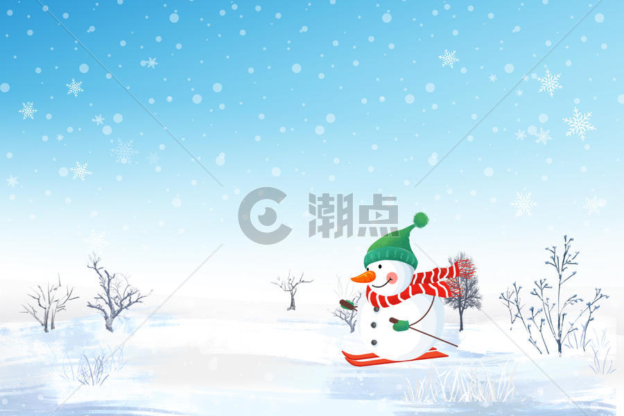 冬季雪人背景图片素材免费下载
