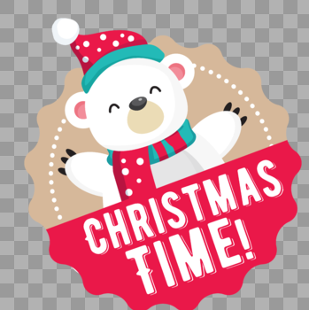 可爱北极熊圣诞标贴图片素材免费下载