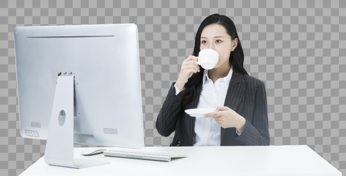 商务女性休息喝咖啡图片素材免费下载