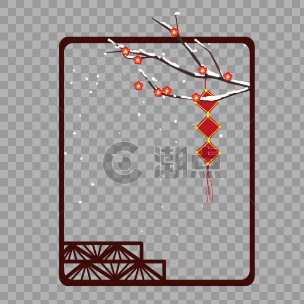 传统梅花边框装饰图片素材免费下载