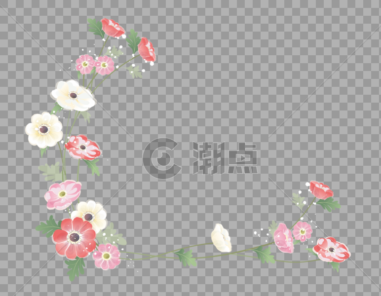 手绘粉色花卉边框图片素材免费下载