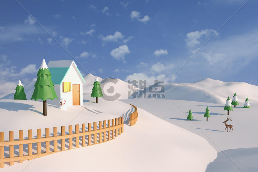 阳光下的雪景图片素材免费下载