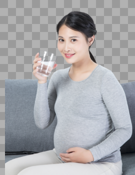 孕妇喝水正面照图片素材免费下载
