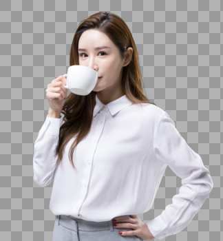 喝咖啡的白领美女图片素材免费下载