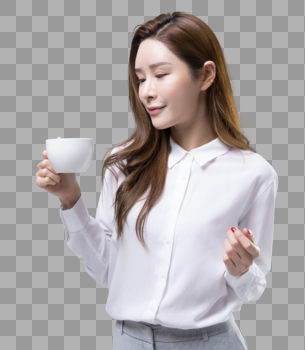 喝咖啡的白领美女图片素材免费下载