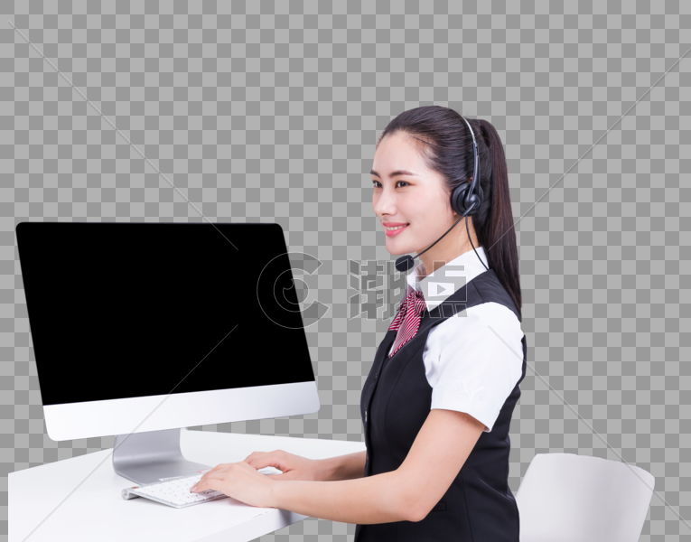 商务职业美女电脑客服接听图片素材免费下载