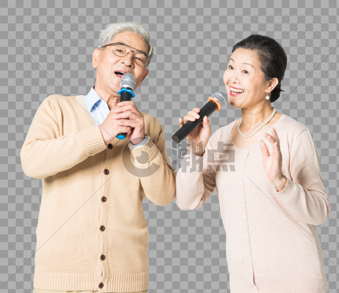 恩爱老年夫妻唱歌图片素材免费下载