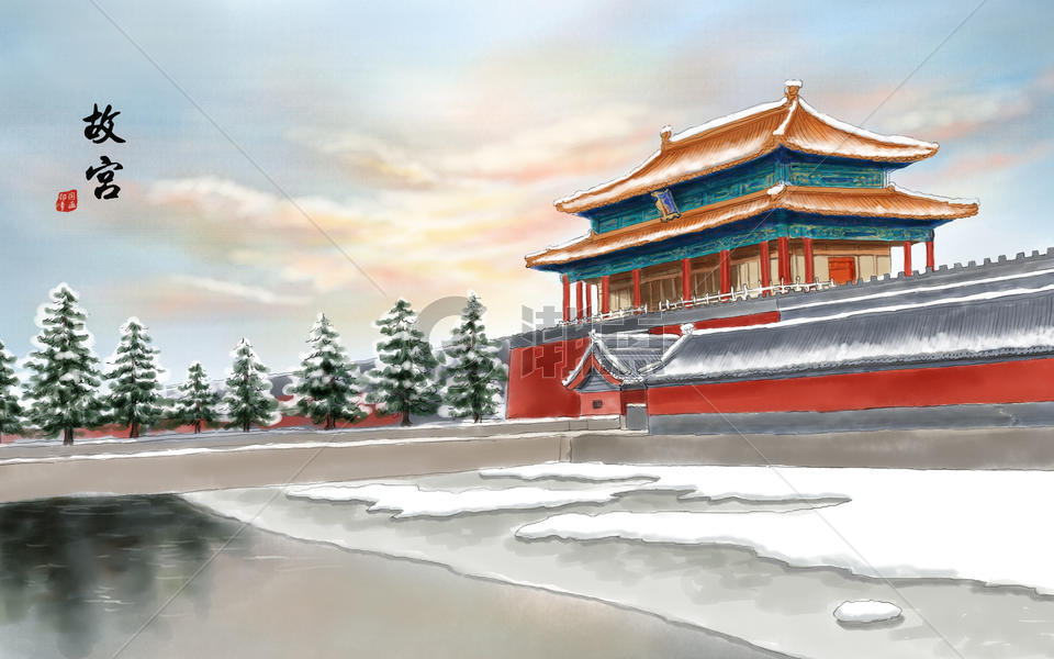 故宫雪景图片素材免费下载
