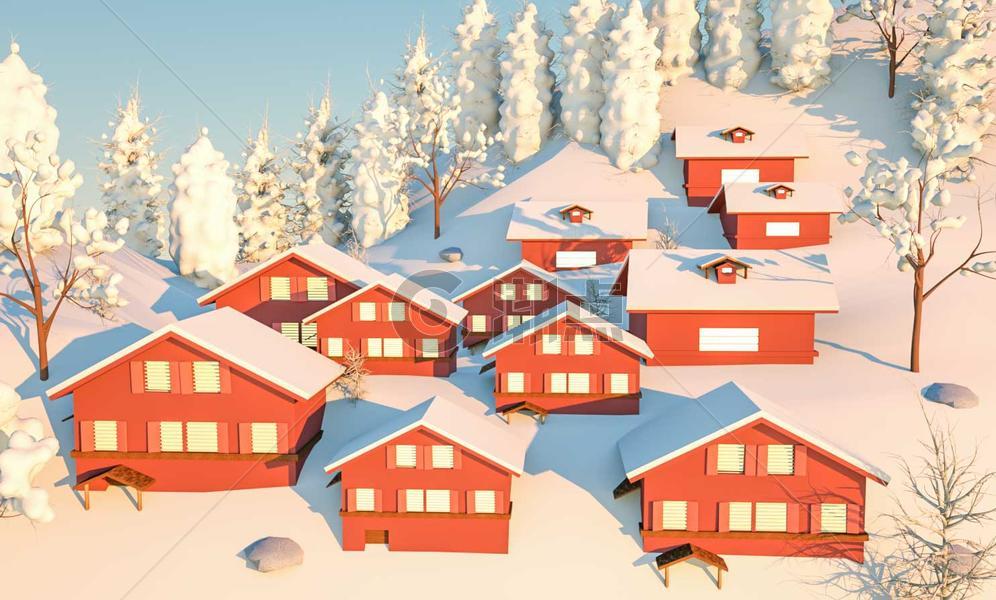 阳光下的雪景图片素材免费下载