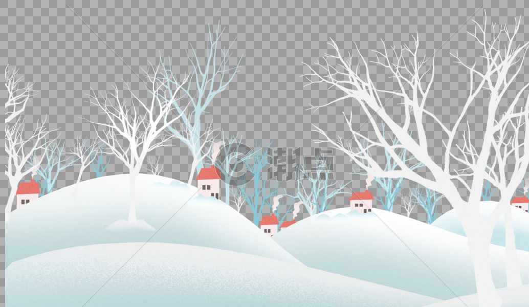 雪中的村落图片素材免费下载