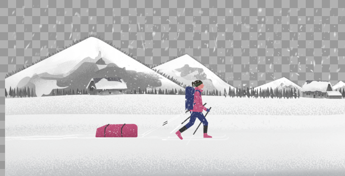 冬季滑雪的女孩图片素材免费下载