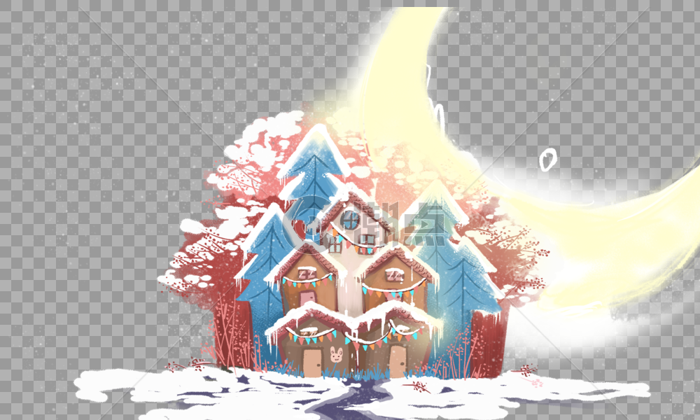 雪景中的房子图片素材免费下载