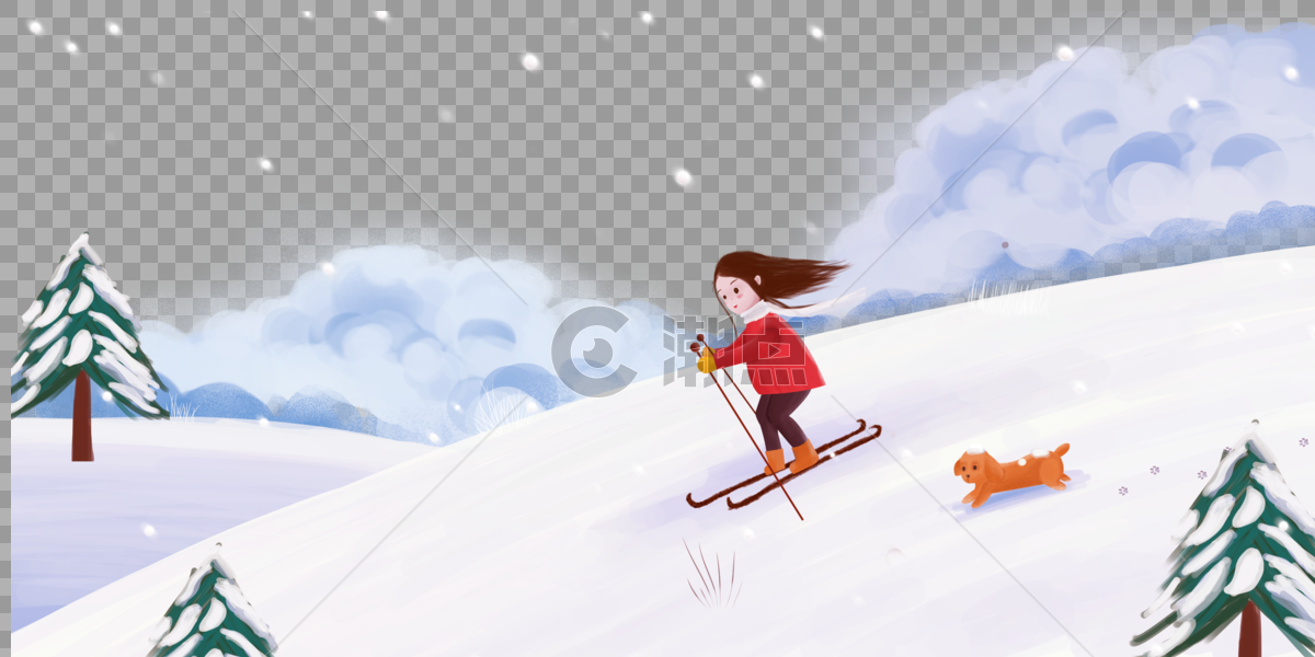 滑雪的女孩图片素材免费下载