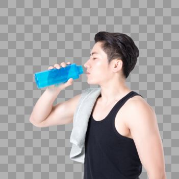 运动健身男性喝水擦汗休息图片素材免费下载