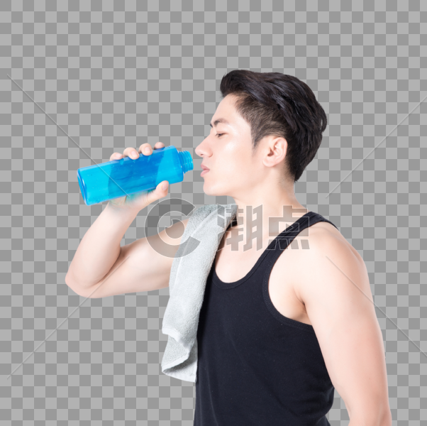 运动健身男性喝水擦汗休息图片素材免费下载