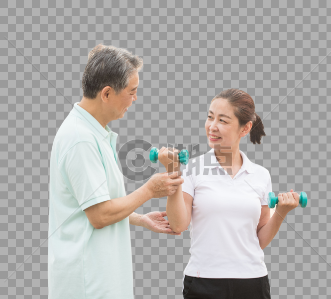 老年人运动锻炼哑铃图片素材免费下载