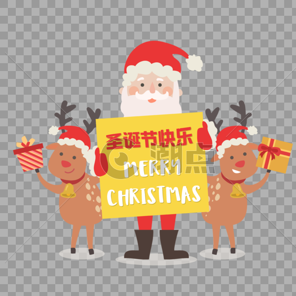 圣诞老人麋鹿祝圣诞节快乐图片素材免费下载