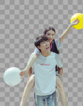 情人节情侣背起玩气球图片素材免费下载