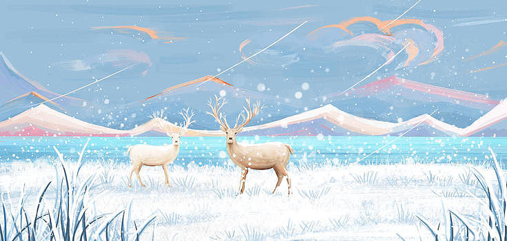 雪地里的鹿图片素材免费下载