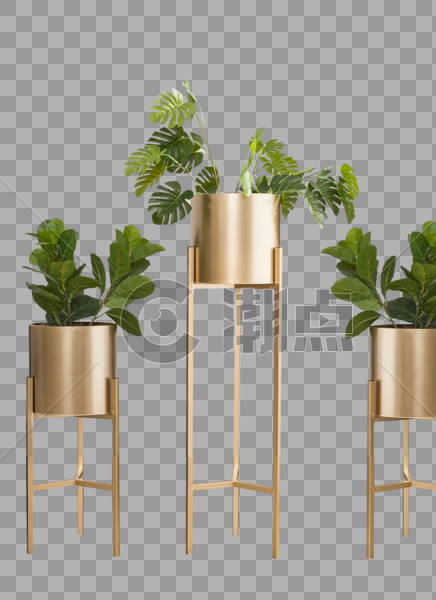 金属花瓶植物图片素材免费下载