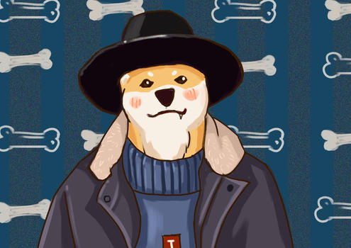 拟人宠物狗插画海报图片素材免费下载