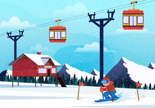 时尚简约冬季景色户外滑雪图片素材免费下载