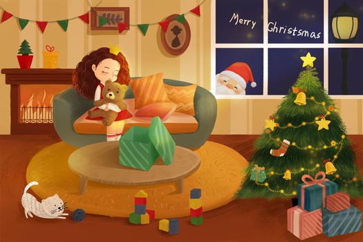 卡通圣诞主题插画图片素材免费下载
