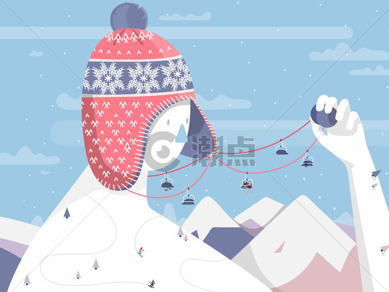 创意雪人圣诞节活动插画图片素材免费下载