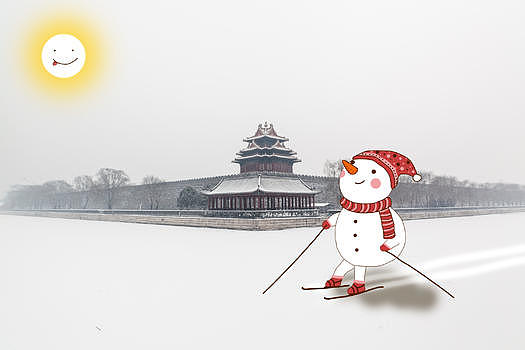 滑翔的小雪人图片素材免费下载