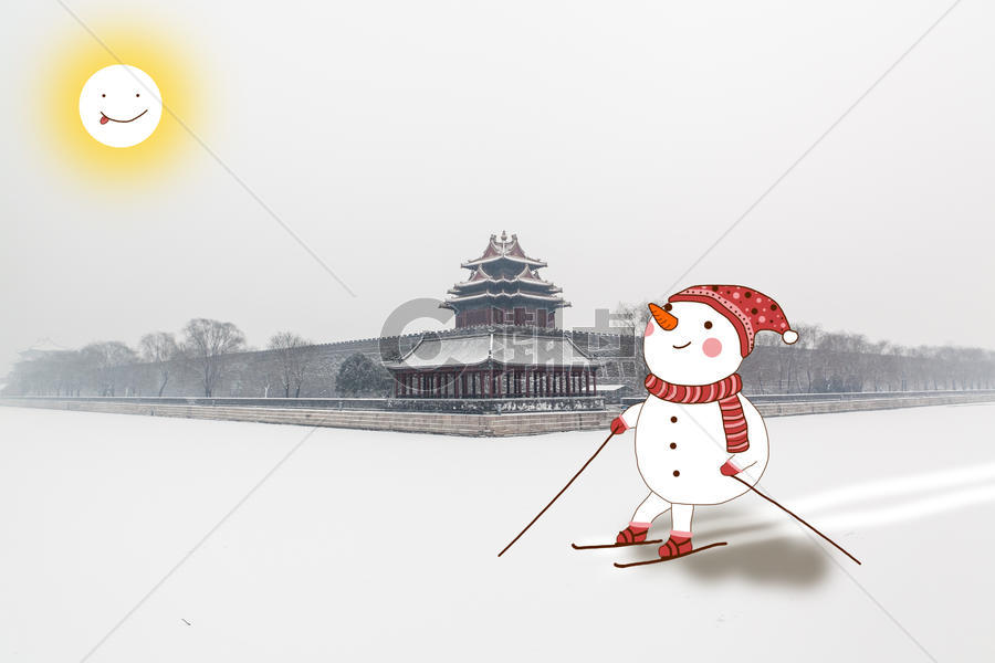 滑翔的小雪人图片素材免费下载