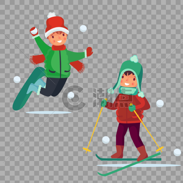 简约创意冬天滑雪运动图片素材免费下载
