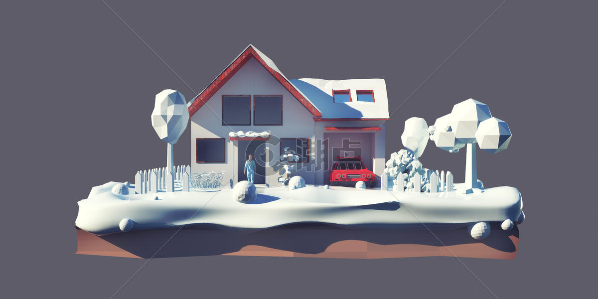 雪景低模图片素材免费下载