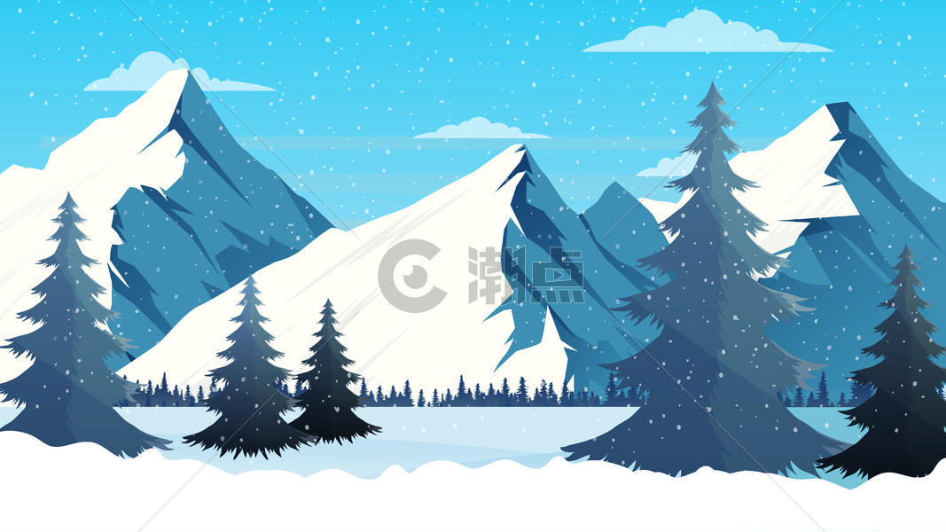 蓝色雪山风景图片素材免费下载